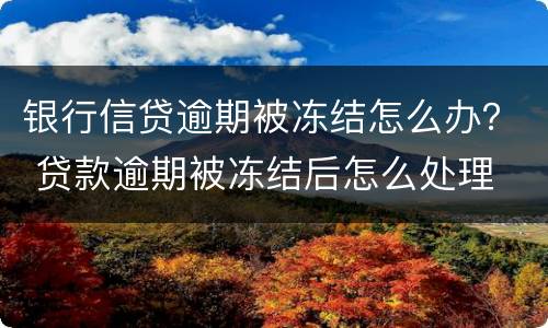 银行信贷逾期被冻结怎么办？ 贷款逾期被冻结后怎么处理