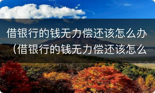 借银行的钱无力偿还该怎么办（借银行的钱无力偿还该怎么办担保人压了房孑）
