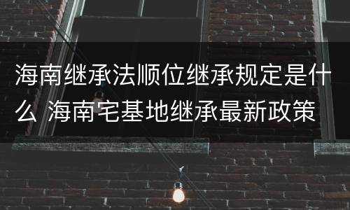海南继承法顺位继承规定是什么 海南宅基地继承最新政策