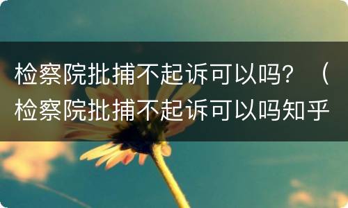检察院批捕不起诉可以吗？（检察院批捕不起诉可以吗知乎）