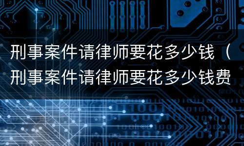 刑事案件请律师要花多少钱（刑事案件请律师要花多少钱费用）