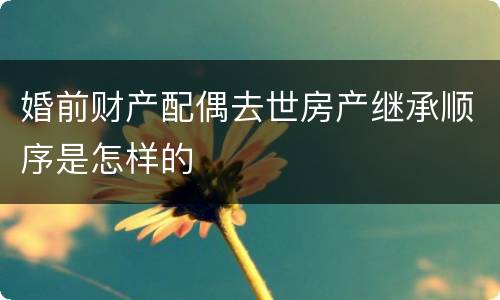 婚前财产配偶去世房产继承顺序是怎样的