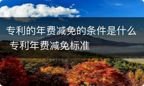 专利的年费减免的条件是什么 专利年费减免标准