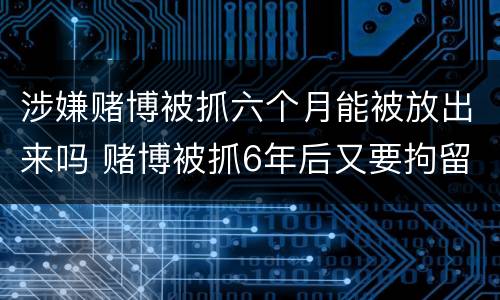 涉嫌赌博被抓六个月能被放出来吗 赌博被抓6年后又要拘留