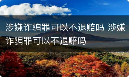 涉嫌诈骗罪可以不退赔吗 涉嫌诈骗罪可以不退赔吗