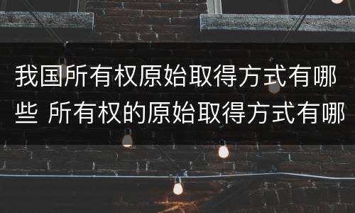 我国所有权原始取得方式有哪些 所有权的原始取得方式有哪些