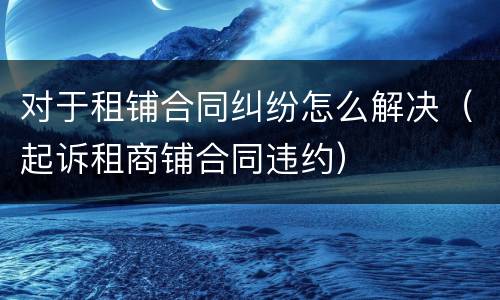 对于租铺合同纠纷怎么解决（起诉租商铺合同违约）