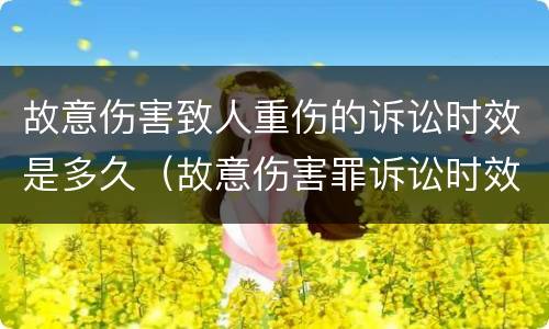 故意伤害致人重伤的诉讼时效是多久（故意伤害罪诉讼时效多久）