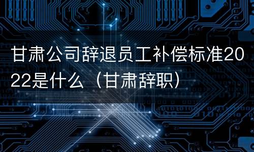 甘肃公司辞退员工补偿标准2022是什么（甘肃辞职）