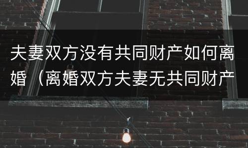 夫妻双方没有共同财产如何离婚（离婚双方夫妻无共同财产）