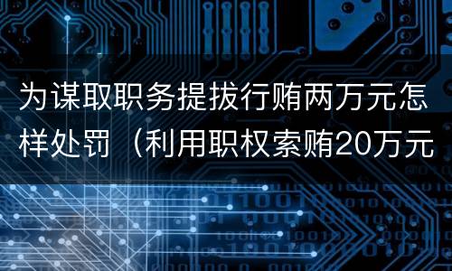 为谋取职务提拔行贿两万元怎样处罚（利用职权索贿20万元）