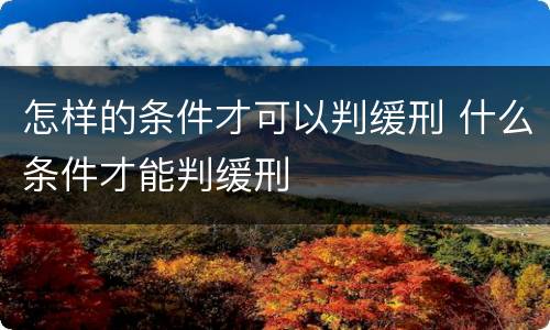 怎样的条件才可以判缓刑 什么条件才能判缓刑