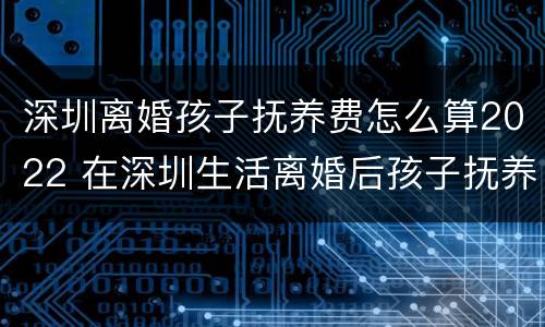 深圳离婚孩子抚养费怎么算2022 在深圳生活离婚后孩子抚养费有标准吗?