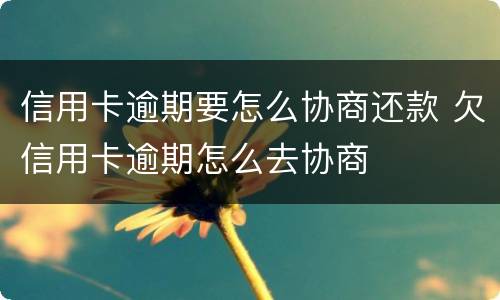信用卡逾期要怎么协商还款 欠信用卡逾期怎么去协商