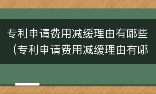 专利申请费用减缓理由有哪些（专利申请费用减缓理由有哪些要求）