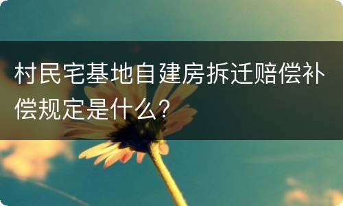村民宅基地自建房拆迁赔偿补偿规定是什么?