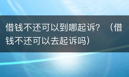 借钱不还可以到哪起诉？（借钱不还可以去起诉吗）