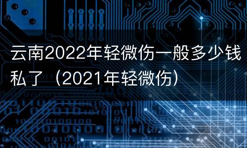 云南2022年轻微伤一般多少钱私了（2021年轻微伤）