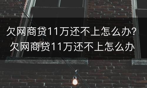 欠网商贷11万还不上怎么办？ 欠网商贷11万还不上怎么办