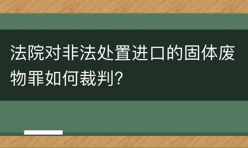 法院对非法处置进口的固体废物罪如何裁判?