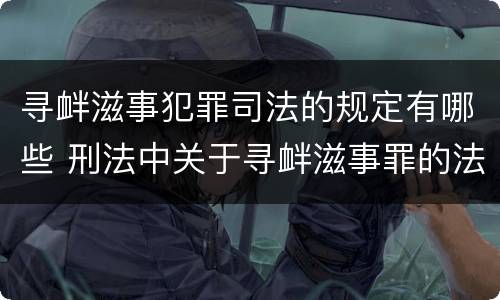 寻衅滋事犯罪司法的规定有哪些 刑法中关于寻衅滋事罪的法律规定