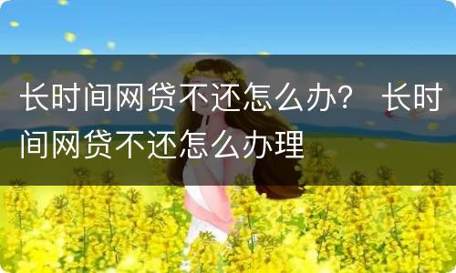 长时间网贷不还怎么办？ 长时间网贷不还怎么办理
