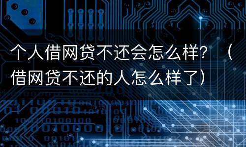 个人借网贷不还会怎么样？（借网贷不还的人怎么样了）