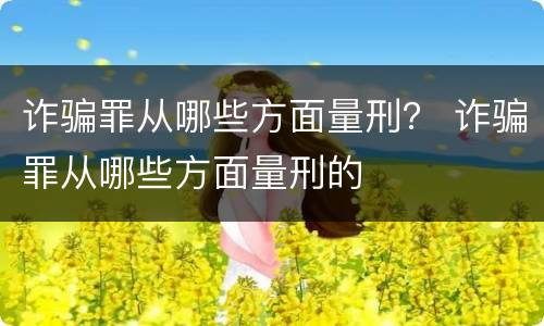 诈骗罪从哪些方面量刑？ 诈骗罪从哪些方面量刑的