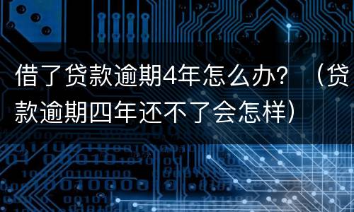 借了贷款逾期4年怎么办？（贷款逾期四年还不了会怎样）