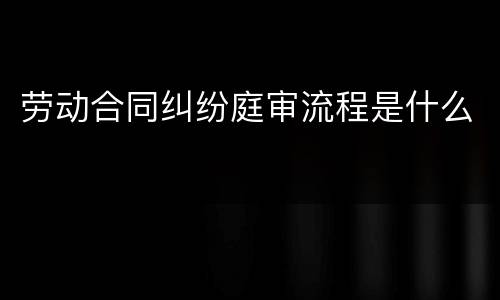 劳动合同纠纷庭审流程是什么