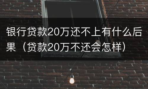 银行贷款20万还不上有什么后果（贷款20万不还会怎样）