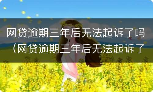 网贷逾期三年后无法起诉了吗（网贷逾期三年后无法起诉了吗怎么办）