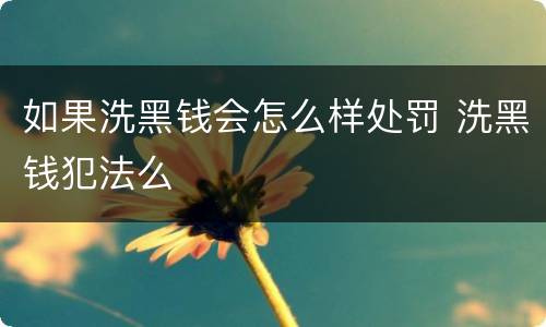 如果洗黑钱会怎么样处罚 洗黑钱犯法么