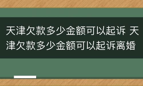 天津欠款多少金额可以起诉 天津欠款多少金额可以起诉离婚