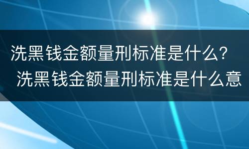 洗黑钱金额量刑标准是什么？ 洗黑钱金额量刑标准是什么意思
