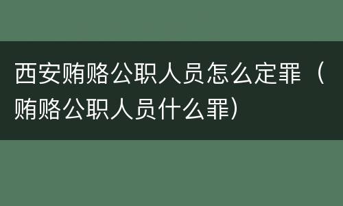 西安贿赂公职人员怎么定罪（贿赂公职人员什么罪）