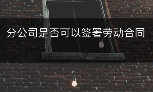 分公司是否可以签署劳动合同