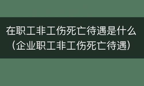 在职工非工伤死亡待遇是什么（企业职工非工伤死亡待遇）