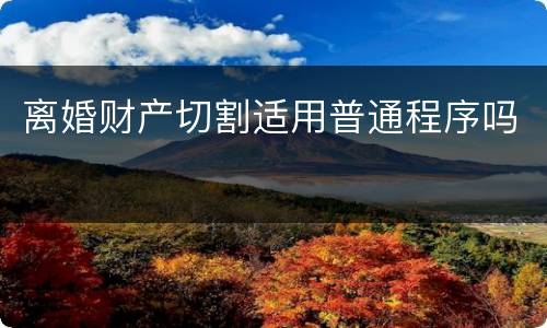 离婚财产切割适用普通程序吗