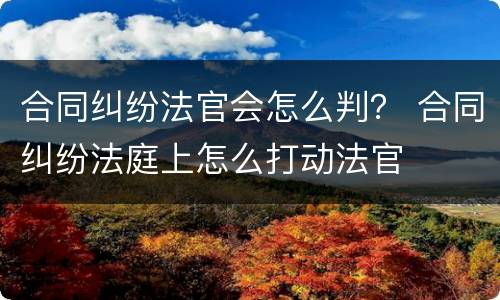 合同纠纷法官会怎么判？ 合同纠纷法庭上怎么打动法官
