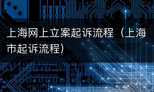 上海网上立案起诉流程（上海市起诉流程）