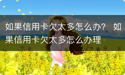 如果信用卡欠太多怎么办？ 如果信用卡欠太多怎么办理