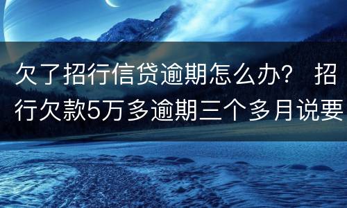 欠了招行信贷逾期怎么办？ 招行欠款5万多逾期三个多月说要报警抓我