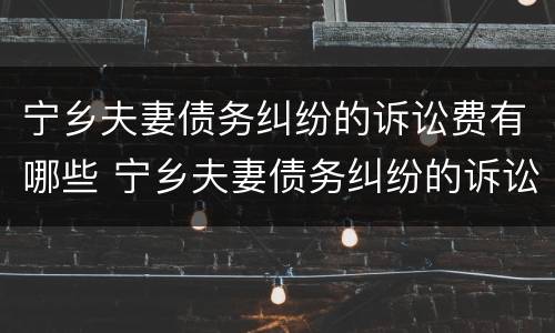 宁乡夫妻债务纠纷的诉讼费有哪些 宁乡夫妻债务纠纷的诉讼费有哪些项目
