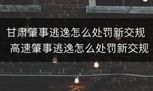 甘肃肇事逃逸怎么处罚新交规 高速肇事逃逸怎么处罚新交规