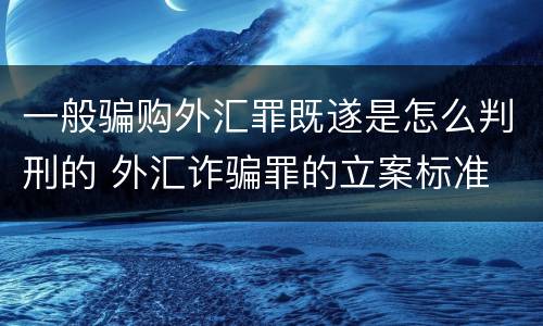 一般骗购外汇罪既遂是怎么判刑的 外汇诈骗罪的立案标准