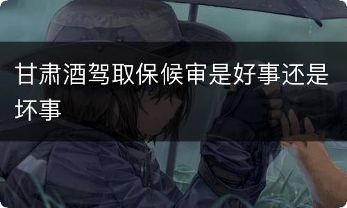 甘肃酒驾取保候审是好事还是坏事