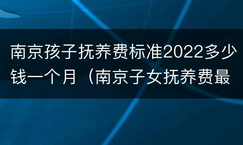 南京孩子抚养费标准2022多少钱一个月（南京子女抚养费最低标准）