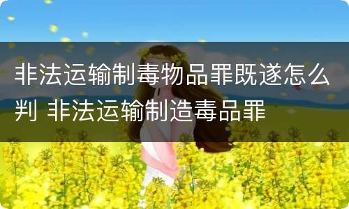 非法运输制毒物品罪既遂怎么判 非法运输制造毒品罪