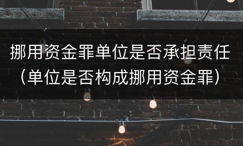挪用资金罪单位是否承担责任（单位是否构成挪用资金罪）